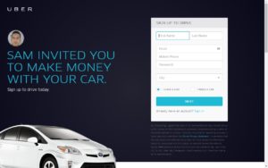uber driver signup first page