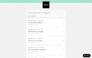 uber driver signup choose a different inspection center page