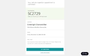 uber driver signup inspection center appointment confirmation page