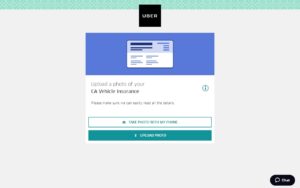 uber driver signup upload your vehicle insurance page