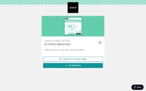 uber driver signup upload your vehicle registration page